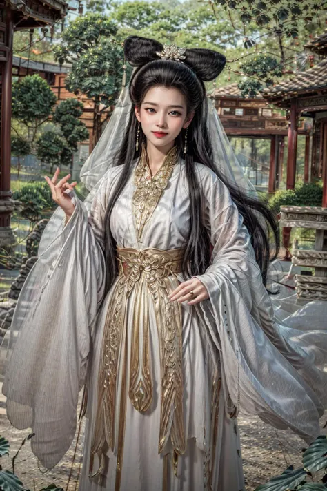 <(realistic:1.3), (photorealistic:1.4), best quality, masterpiece, ultra high res, finely detailed, quality, detailed background, detailed face, realistic lighting, photograph, (masterpiece:1.2), (photorealistic:1.2), (best quality), (detailed skin:1.3), (intricate details), raw photo>, BREAK, 1girl, solo, looking at viewer, 21 years old, korean cute girl, earrings, jewelry, realistic, portrait, lips, nose, long hair, brown hair, medium breasts, (warm smile, smile, cute smile, smiling, happy expression, blush, Pink lips, Pink lip colour, closed mouth, blue eyes, light smile, Happy, Proud:1.1),(at Dawn, at Golden hour, at Sunrise, Clear skies, Meadow, Sun, Clouds, Starlight, River, Bridge, Bamboo, Autumn, Spring, Serenity, Walking trail:1.2), brilliant colors, (explosive light and shadow:1.2), (hand of Guido Daniele:1.4), (Baisuzhen, white hanfu, veil, (((Willow leaf))), ((floral background)), lake, boat, sky, sexy, slim, light particles, wallpaper, chromatic aberration:1.4), (A scene of a waterfall cascading down a high cliff amongst lush greenery, adorned by vibrant flowers, towering pines, and delicate bamboo groves, sakura, beautiful view, lush green mountains, winding rivers, misty atmosphere, solitary, intricate details, delicate features, verdant trees, blooming flowers, soft moss, deep forest, intricate leaves and vines, wisps of light, still pool of water, pristine, verdant green, A picturesque scene of a waterfall cascading down a high cliff amongst lush greenery, adorned by vibrant flowers, towering pines, and delicate bamboo groves:1.4), (goddess women, aura, most beautiful artwork in the world, atmosphere:1.2), (depth of field:1.4), (palace, a girl in hanfu, mountain, river, old tree, ornaments detailed, traditional clothes, water, chinese clothes, sash, tree, petals, hair ornament, floating hair, falling petals, flower, chinese traditional architecture, ancient art, chinese style, Chinese, lake background, chinese buildings, misty lake, ancient chinese background, after the rain, wet grass and trees, waterfall, flying splashes, flying petals, leaves, bloom, bloom effect, surrounded by heavy floating petal flow, petal, leaves falling from the tree, mountainous backdrop, authentic cultural experience, quiet whispers, hushed conversations, tranquil silence, crisp air, soulful melodies, a sense of belonging, bonding with nature, quiet reflection:1.3), (mountain background, forest, river in background, water reflection:1.3), (long legs:1.3), (impactful picture, joshua middleton comic cover art, hypermaximalist, instagram contest winner, fashion color scheme, trending on cgsociety, playful illustrations, imaginative overlays, artistic fusion, fantastical scenes, evocative narratives, striking visuals:1.3), (Glowing ambiance, enchanting radiance, luminous lighting, ethereal atmosphere, mesmerizing glow, evocative hues, captivating coloration, enchanting aura, melanchonic soft light, photorealistic faces:1.4), (floating hair, bloom, bloom effect, random patterns, energetic movement, bold colors, dynamic texture, spontaneous creativity:1.2), (outdoors, landscape, breeze, ethereal, scenery, nature, wind:1.2), (colorful refraction, iridescent colors, Iridescence:1.2), (Luminescent Particles:1.3), (eye focus, face focus, character focus, close-up face:1.3), (dynamic pose, dynamic angle, dutch angle, cowboy shot:1.4), official art, ultra detailed, beautiful and aesthetic, beautiful, (zentangle, mandala, tangle, entangle), (ecstasy of flower:1.2), the most beautiful form of chaos, elegant, a brutalist designed, vivid colours, romanticism, atmospheric, (full body:1.1), warm tone, soft light, (narrow waist:1.4), dynamic pose, reflection, (refraction:1.4), (hyperrealism:1.4), BREAK, <film grain, film, F/1.8, made of Bone, delicate, unreal engine, artstation, anime key visual, Ultrarealistic, Peaceful, Hopeful, Kodak Ektar, 80mm, Neoclassicism, rim light, Selective focus, Detailed illustration, Lens Flare, short lighting, Cinestill, behance HD, layered textures, sketch, moody lighting, Oversaturated, overlapping compositions, Vaporwave Art, Rembrandt lighting, extremely detailed CG Unity 8k wallpaper, Velvia, dramatic lighting, Accent lighting, Lomography, specular lighting, Screen print, Technicolor, opulent, contest winner, hair light, hearthstone artwork, cinematic, absurdres, dramatic, ray tracing, Polaroid, Instagram, broad lighting, film camera, Circular polarizer, UHD, dslr, Sony A7, Kodak gold 200, Flickr, drawing, close up, Nikon D5, ultra sharp, key visual, surreal, PBR Texturing, Anisotropic Filtering, Albedo And Specular Maps, Multi-Layered Textures, Surface Shading, Sub-Pixel Convolution, Accurate Simulation Of Light-Material Interaction, blurry foreground, volumetric light effect, perfectly defined features, volumetric lighting, Tone Mapping, Lumen Reflections, Global illumination, Ray Tracing, Screen Space Global Illumination, Accent Lighting, 32k, Natural Lighting, volumetric, Rule of thirds, high dynamic range, Multi-exposure HDR capture, atmospheric perspective, 4k textures, professional color grading, professional color correction, aerial perspective, dynamic lighting, sharp details, bold hues, atmospheric depth, aesthetics, intricate designs, ultra realistic digital art, (fractal art), elegant, vivid colours, floating particles, particles, epic, (ink drawing, oil painting detailed), huge filesize, 8k uhd, trending on artstation, award-winning glamour photograph, highly detailed photo, Amazing, analog, digital painting, concept art, Oil Painting, illustration, Classical art, Renaissance, Romanticism, Neoclassicism, Color Palette, depth and contrast, Vibrant colors, saturated, rich saturation, color harmony, vivid palette, concept-art, design style, detail character, concept render, colorful, analog photography, dreamy atmosphere, specular highlights, atmospheric lighting, (shiny, clothes reflecting light, lens flare, bloom effect, light particle, lens glare:1.3), realistic light, realistic lighting, light in the face, soft lighting, saturated colors, detailed background, sharp focus, 8k high definition, perspective, Master Composition, roughness, post-processing, soft shadows, realistic shadows, ambient occlusion, ray-tracing, subsurface scattering, photon mapping, physically-based rendering, octane rendering, unreal engine 5, ue5 rendering, Adobe After FX, dslr, RTX, Best character details, radiosity, sharp, antialiased, (((Photographed by Roger Deakins, using a RED Monstro 8K VV camera))), ((Hasselblad photography)), ((Fujifilm X-T5)), professional photograph, diffuse lighting, two tone lighting, high resolution scan, professionally color graded, photographic reality, automatic white balance, best lighting, detailed shadow, high contrast>, BREAK, (PureErosFace_V1:0.4), (ulzzang-6500:0.6), <lora:epiNoiseoffset_v3:2>, <lora:add_detail:0.6>, <lora:hipoly_3dcg_v7-epoch-000012:0.6>, (kbxll:0.6), <lora:more_details:0.6>, <lora:Baisuzhen_v1:0.8>, <lora:GoodHands-beta2:1>