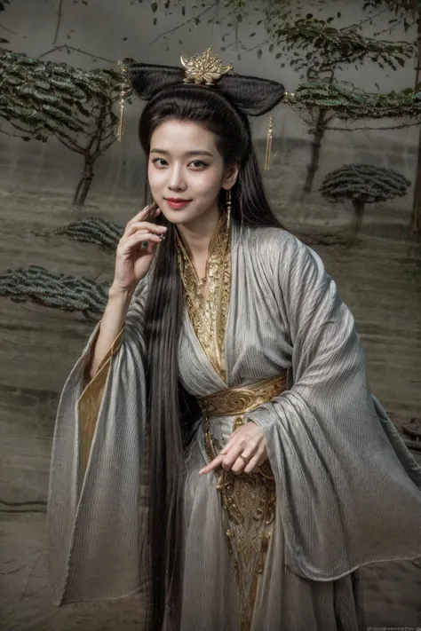 <(realistic:1.3), (photorealistic:1.4), best quality, masterpiece, ultra high res, finely detailed, quality, detailed background, detailed face, realistic lighting, photograph, (masterpiece:1.2), (photorealistic:1.2), (best quality), (detailed skin:1.3), (intricate details), raw photo>, BREAK, 1girl, solo, looking at viewer, 21 years old, korean cute girl, earrings, jewelry, realistic, portrait, lips, nose, long hair, brown hair, medium breasts, (warm smile, smile, cute smile, smiling, happy expression, blush, Pink lips, Pink lip colour, closed mouth, blue eyes, light smile, Happy, Proud:1.1),(at Dawn, at Golden hour, at Sunrise, Clear skies, Meadow, Sun, Clouds, Starlight, River, Bridge, Bamboo, Autumn, Spring, Serenity, Walking trail:1.2), brilliant colors, (explosive light and shadow:1.2), (hand of Guido Daniele:1.4), (Baisuzhen, white hanfu, veil, (((Willow leaf))), ((floral background)), lake, boat, sky, sexy, slim, light particles, wallpaper, chromatic aberration:1.4), (A scene of a waterfall cascading down a high cliff amongst lush greenery, adorned by vibrant flowers, towering pines, and delicate bamboo groves, sakura, beautiful view, lush green mountains, winding rivers, misty atmosphere, solitary, intricate details, delicate features, verdant trees, blooming flowers, soft moss, deep forest, intricate leaves and vines, wisps of light, still pool of water, pristine, verdant green, A picturesque scene of a waterfall cascading down a high cliff amongst lush greenery, adorned by vibrant flowers, towering pines, and delicate bamboo groves:1.4), (goddess women, aura, most beautiful artwork in the world, atmosphere:1.2), (depth of field:1.4), (palace, a girl in hanfu, mountain, river, old tree, ornaments detailed, traditional clothes, water, chinese clothes, sash, tree, petals, hair ornament, floating hair, falling petals, flower, chinese traditional architecture, ancient art, chinese style, Chinese, lake background, chinese buildings, misty lake, ancient chinese background, after the rain, wet grass and trees, waterfall, flying splashes, flying petals, leaves, bloom, bloom effect, surrounded by heavy floating petal flow, petal, leaves falling from the tree, mountainous backdrop, authentic cultural experience, quiet whispers, hushed conversations, tranquil silence, crisp air, soulful melodies, a sense of belonging, bonding with nature, quiet reflection:1.3), (mountain background, forest, river in background, water reflection:1.3), (long legs:1.3), (impactful picture, joshua middleton comic cover art, hypermaximalist, instagram contest winner, fashion color scheme,  trending on cgsociety, playful illustrations, imaginative overlays, artistic fusion, fantastical scenes, evocative narratives, striking visuals:1.3), (Glowing ambiance, enchanting radiance, luminous lighting, ethereal atmosphere, mesmerizing glow, evocative hues, captivating coloration, enchanting aura, melanchonic soft light, photorealistic faces:1.4), (floating hair, bloom, bloom effect, random patterns, energetic movement, bold colors, dynamic texture, spontaneous creativity:1.2), (outdoors, landscape, breeze, ethereal, scenery, nature, wind:1.2),  (colorful refraction, iridescent colors, Iridescence:1.2), (Luminescent Particles:1.3), (eye focus,  face focus, character focus, close-up face:1.3), (dynamic pose, dynamic angle, dutch angle,  cowboy shot:1.4), official art, ultra detailed, beautiful and aesthetic, beautiful, (zentangle, mandala, tangle, entangle), (ecstasy of flower:1.2), the most beautiful form of chaos, elegant, a brutalist designed, vivid colours, romanticism, atmospheric, (full body:1.1), warm tone, soft light, (narrow waist:1.4), dynamic pose, reflection, (refraction:1.4), (hyperrealism:1.4), BREAK, <film grain, film, F/1.8, made of Bone, delicate, unreal engine, artstation, anime key visual, Ultrarealistic, Peaceful, Hopeful, Kodak Ektar, 80mm, Neoclassicism, rim light, Selective focus, Detailed illustration, Lens Flare, short lighting, Cinestill, behance HD, layered textures, sketch, moody lighting, Oversaturated, overlapping compositions, Vaporwave Art, Rembrandt lighting, extremely detailed CG Unity 8k wallpaper, Velvia, dramatic lighting, Accent lighting, Lomography, specular lighting, Screen print, Technicolor, opulent, contest winner, hair light, hearthstone artwork, cinematic, absurdres, dramatic, ray tracing, Polaroid, Instagram, broad lighting, film camera, Circular polarizer, UHD, dslr, Sony A7, Kodak gold 200, Flickr, drawing, close up, Nikon D5, ultra sharp, key visual, surreal, PBR Texturing, Anisotropic Filtering,  Albedo And Specular Maps, Multi-Layered Textures, Surface Shading, Sub-Pixel Convolution, Accurate Simulation Of Light-Material Interaction, blurry foreground, volumetric light effect, perfectly defined features, volumetric lighting, Tone Mapping, Lumen Reflections, Global illumination, Ray Tracing, Screen Space Global Illumination, Accent Lighting, 32k, Natural Lighting, volumetric, Rule of thirds, high dynamic range, Multi-exposure HDR capture, atmospheric perspective, 4k textures, professional color grading, professional color correction, aerial perspective, dynamic lighting, sharp details, bold hues, atmospheric depth, aesthetics, intricate designs, ultra realistic digital art, (fractal art), elegant, vivid colours, floating particles, particles, epic, (ink drawing, oil painting detailed), huge filesize, 8k uhd, trending on artstation, award-winning glamour photograph, highly detailed photo, Amazing, analog, digital painting, concept art, Oil Painting, illustration, Classical art, Renaissance, Romanticism, Neoclassicism, Color Palette, depth and contrast, Vibrant colors, saturated, rich saturation, color harmony, vivid palette, concept-art, design style, detail character, concept render, colorful, analog photography, dreamy atmosphere, specular highlights, atmospheric lighting, (shiny, clothes reflecting light, lens flare, bloom effect, light particle, lens glare:1.3), realistic light, realistic lighting, light in the face, soft lighting, saturated colors, detailed background, sharp focus, 8k high definition, perspective, Master Composition, roughness, post-processing, soft shadows, realistic shadows, ambient occlusion, ray-tracing, subsurface scattering, photon mapping, physically-based rendering, octane rendering, unreal engine 5, ue5 rendering, Adobe After FX, dslr, RTX, Best character details, radiosity, sharp, antialiased, (((Photographed by Roger Deakins, using a RED Monstro 8K VV camera))), ((Hasselblad photography)), ((Fujifilm X-T5)), professional photograph, diffuse lighting, two tone lighting, high resolution scan, professionally color graded, photographic reality, automatic white balance, best lighting, detailed shadow, high contrast>, BREAK, (PureErosFace_V1:0.4), (ulzzang-6500:0.6), <lora:epiNoiseoffset_v3:2>, <lora:add_detail:0.6>, <lora:hipoly_3dcg_v7-epoch-000012:0.6>, (kbxll:0.6), <lora:more_details:0.6>,  <lora:Baisuzhen_v1:0.8>,  <lora:GoodHands-beta2:1>