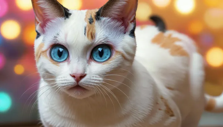colorful, abstract background, <lora:ROTTR_Lara Croft:1>, moseying away, cat, japanese bobtail, shocked[::1], <lora:th3p1t:0.84> th3p1t, (8k, masterpiece, best quality, ultra-detailed),  (an extremely delicate and beautiful)kawaii, cute, very big eyes, Aesthetic Anime Eyes, small face,  large breasts, cinematic lighting, , Intricate, High Detail, Sharp focus, dramatic,   masterpiece, best quality, ultra-detailed,