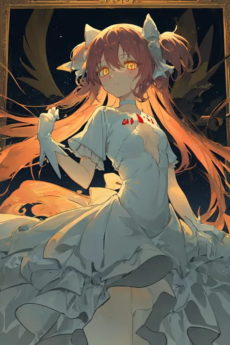 masterpiece, ultimate madoka,yellow eyes, white dress,night sky<lora:ultimate-madaka:1:MIDD>