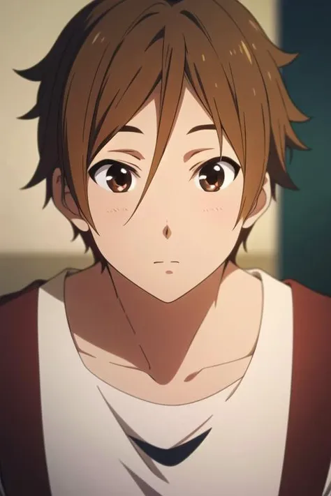 masterpiece, best quality, photorealistic, 1boy, solo, male focus, looking at viewer, , depth of field, anime coloring, realistic, <lora:mochizou_ooji:0.70>, mochizou_ooji, brown hair, brown eyes