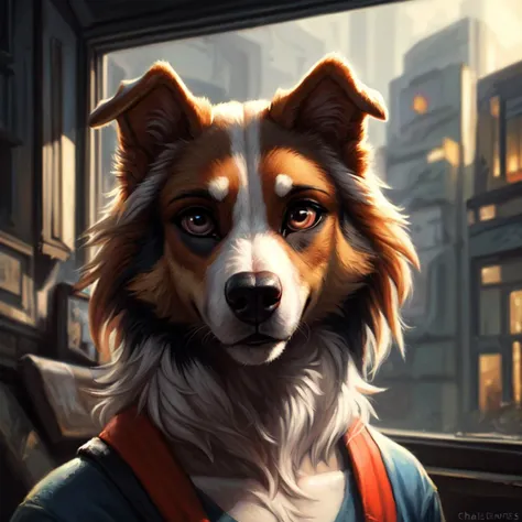 breathtaking oil painting, Anthro male (((rough collie))) with cyberpunk enhancements. In a old rundown cyberpunk house looking outside the window. Headshot, high detail, 8k
<lora:Furtastic_Detailer:0.8>, Masterpiece realistic, best high quality, perfect details, intricate details, nice lighting, detailed background,, photorealistic oil painting, by charlie bowater, fine details, by wlop, trending on artstation, very detailed