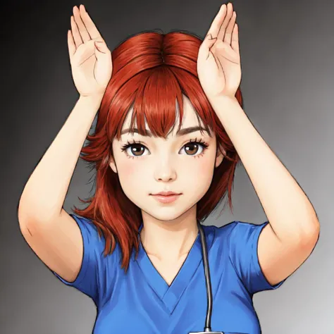 <lora:rabbit_pose:2>a nurse, rabbit pose