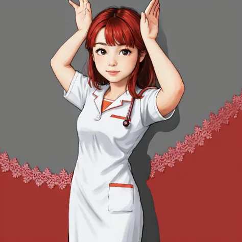<lora:rabbit_pose:2>a nurse, rabbit pose
