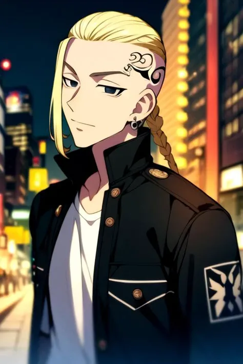 photorealistic, (4k), depth of field, (Masterpiece), (realistic skin texture), extremely detailed, intricate, hyper detailed, high resolution, professional photography, bokeh, depth of field, sharp detail, best quality, , 1boy, solo, male focus, <lora:ken_ryuuguuji:0.84>, ken_ryuuguuji, blonde hair, black eyes, single braid, tattoo, earrings, gakuran, , ancient greece, 32k resolution