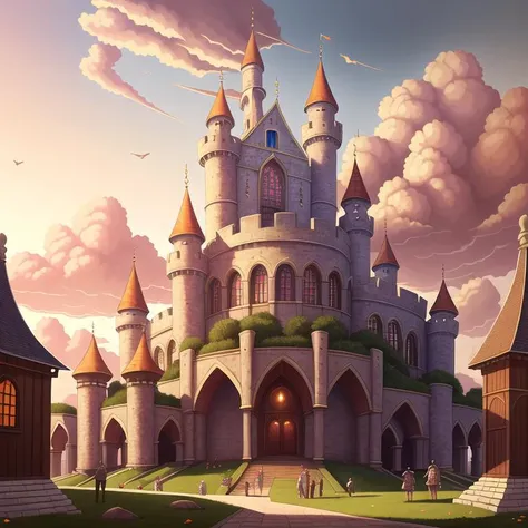 ((best quality)), ((masterpiece)), ((realistic)), fantasy kingdom, castle, citadel, landscape, wide shot, illustration, highly detailed, sharp focus, digital render, professional, 4k, artstation