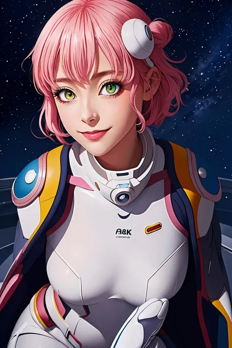 Highest quality, masterpiece, High resolution, alone, (Haman Khan),(機動戦士ZGundam),(Zeon_uniform),(Black‗Mantle),(pink_Hair Color),Gundam,Cybele,(Funnel)、Bob haircut,Bangs‗Hairstyle,Young Girl,Starry Sky_background,Anime Style, Highest quality, 4K, masterpiece,, alone, 1,whole body,looking at the camera, Shinkai Makoto style, Sharp Eyes,(Full Finger), (Accurate fingertips), (The finer details), (Anatomically correct), (映画のbackground), Hyper Detail, (Subtle details), (Intricate details),