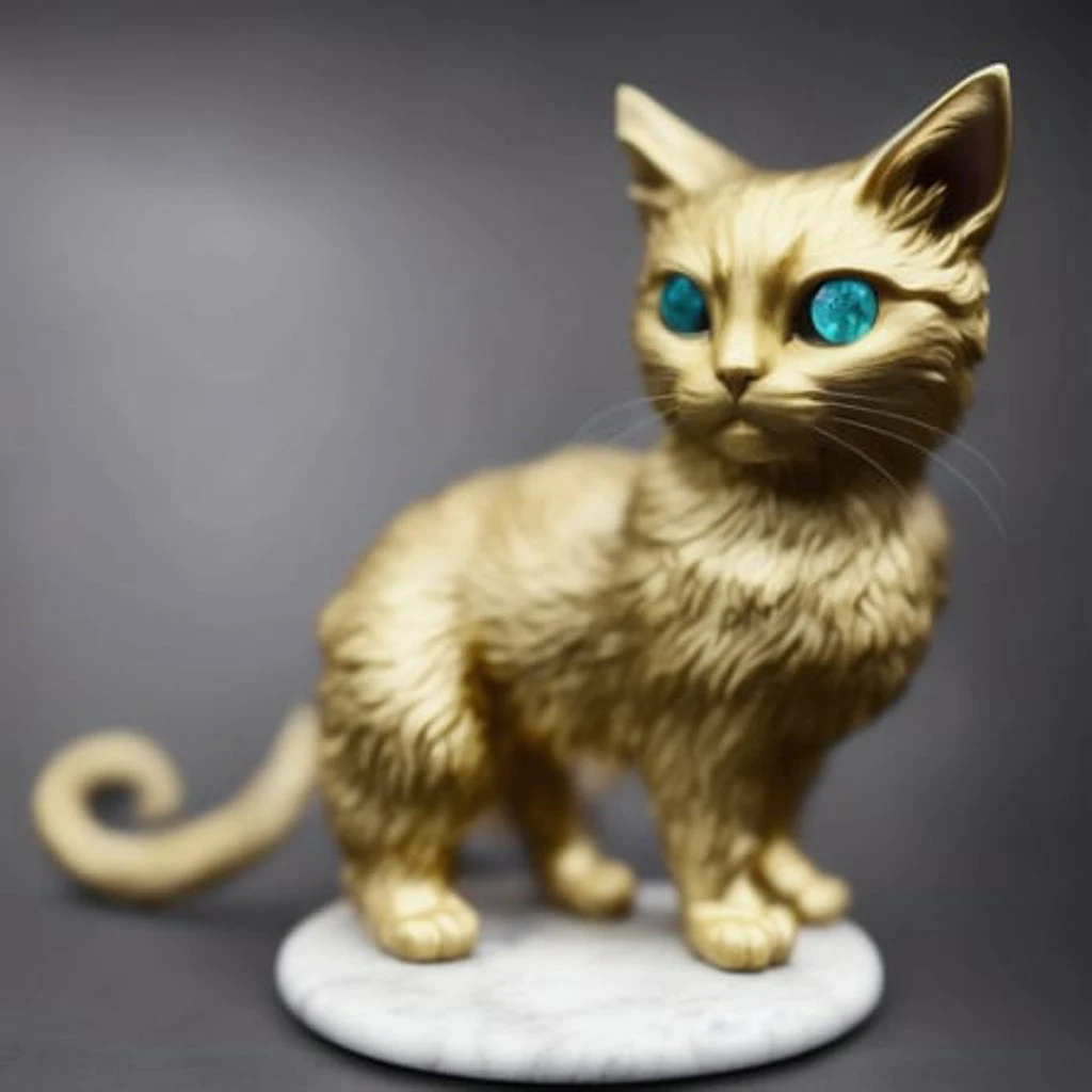 ChromaV5. (A Glossy marble statue of MAXWELL THE CAT made of gold, ivory and onyx, with (shiny eyes made of precious emerald gemstone:1.0) and glossy fur by GOLDENGLASS :1.1) , stretching his legs on a marble pillar, starring in the role of (Pokemodel:1.1) in ChromaV5 style, sharp details