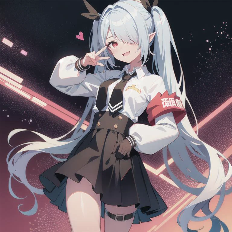 (masterpiece), 1girl, ioridef, smile, heart sign, best girl, pink town <lora:iori1:1>