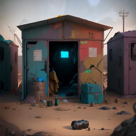 <lora:psychnoir:1.0>, psychedelic_noir, wasteland outpost, makeshift shelters, scavenged supplies, wary survivors || masterpiece, perfect quality, sharp focus, shallow depth of field, 8k