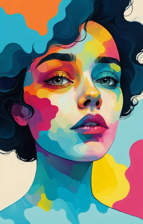 triadic colors, midriff, flat color abstract gradient (by Melissa Launay) BREAK extreme face close-up of a statuesque Caymanian woman with a tired expression, Conrad Roset, digital painting, pop surrealism, synthwave style <lora:Graphic_Portrait:0.75> BREAK colorful, illustration, gradient surreal fantasy <lora:xl_more_art-full_v1:0.5>