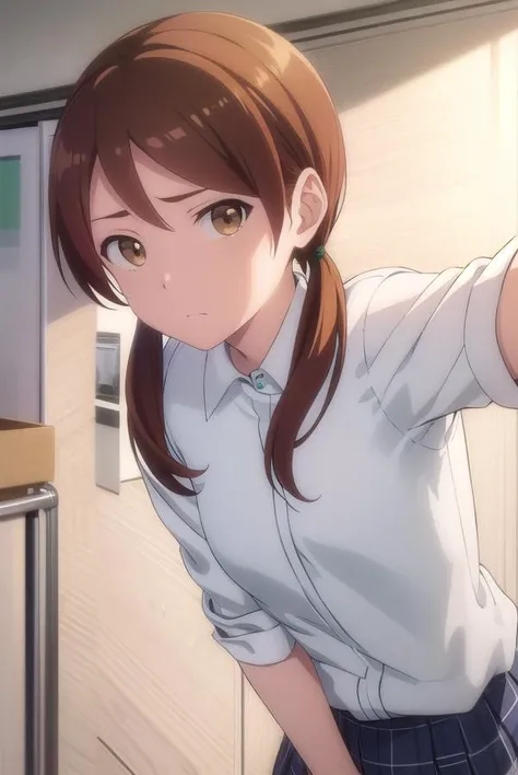 himaritakanashi, <lora:himari takanashi s1-lora-nochekaiser:1>,
himari takanashi, brown hair, twintails, (brown eyes:1.3), low twintails,
BREAK skirt, shirt, school uniform, white shirt, pleated skirt, brown skirt,
BREAK indoors, classroom,
BREAK looking at viewer, (cowboy shot:1.5),
BREAK <lyco:GoodHands-beta2:1>, (masterpiece:1.2), best quality, high resolution, unity 8k wallpaper, (illustration:0.8), (beautiful detailed eyes:1.6), extremely detailed face, perfect lighting, extremely detailed CG, (perfect hands, perfect anatomy),