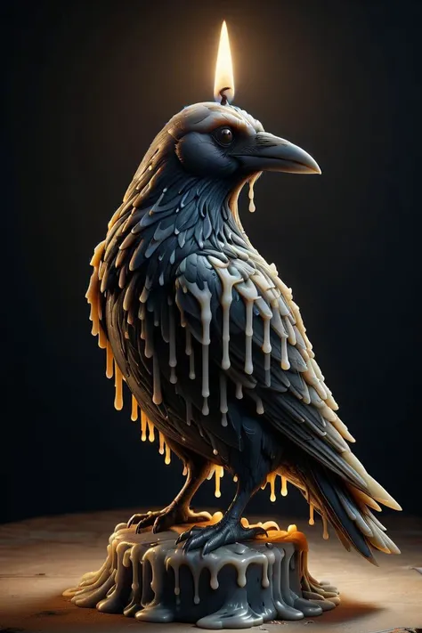 cute raven with ominous caw made of mad-candles, intricate details, whimsical, magical, best quality, masterpiece , electrical diagram <lora:Candles_SDXL:0.8> mad-candles,