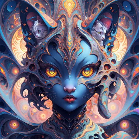 cat girl, tessellated,  topographic style, psychedelic, highly detailed, sharp focus, fractal, <lora:butterfly:0.6>, <lora:t3xtn:0.3>