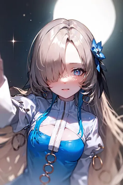 Anime girl with long hair and blue dress holding a cell phone - SeaArt AI