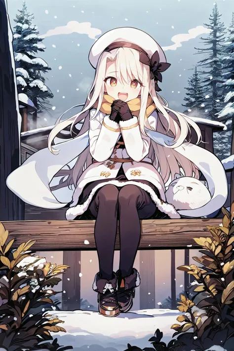 1boy,solo,illyasviel von einzbern,snowing,forests,trees,snow,happy,breathing steam,laugh,hat,scarf,glove,full body,
<lyco:MushroomStyle_v1:1>