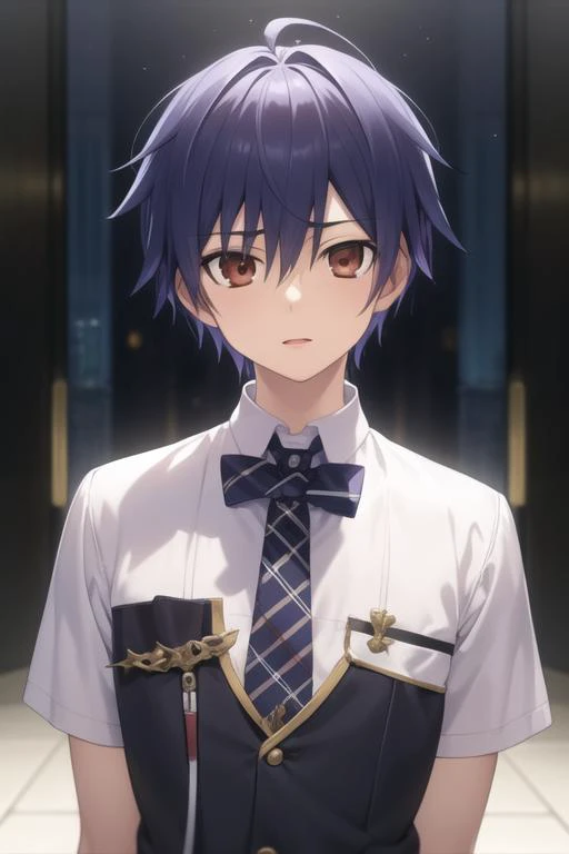masterpiece, best quality, high quality, 1boy, solo, male focus, looking at viewer, upper body, <lora:itsuka_shidou:0.70>, itsuka_shidou,
