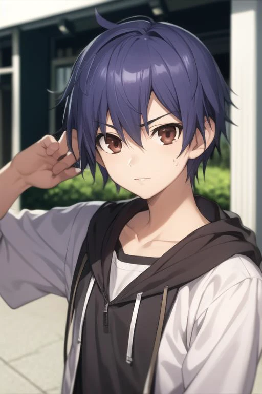 masterpiece, best quality, high quality, 1boy, solo, male focus, looking at viewer, upper body, <lora:itsuka_shidou:0.70>, itsuka_shidou,