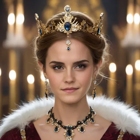 cinematic photo highly detailed portrait of ((ohwx woman)) as an elegant goddess, ornate crown, beautiful symmetrical face, digital painting, artstation, concept art, smooth, clear focus, illustration, greg rutkowski, artgerm, global lighting, detailed and fantasy <lora:watson_lora_v2_128:1> . 35mm photograph, film, bokeh, professional, 4k, highly detailed