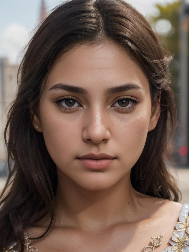 A woman with long hair and a necklace on her neck - SeaArt AI
