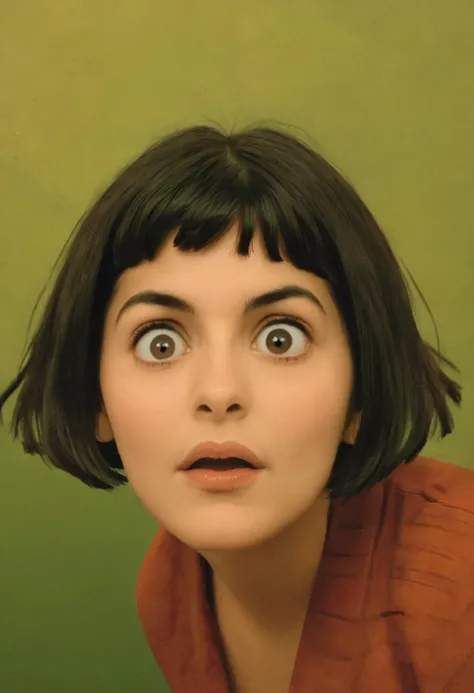 Minimalist illustration, Amelie Poulain is making faces, highly detailed, ameliepoulain