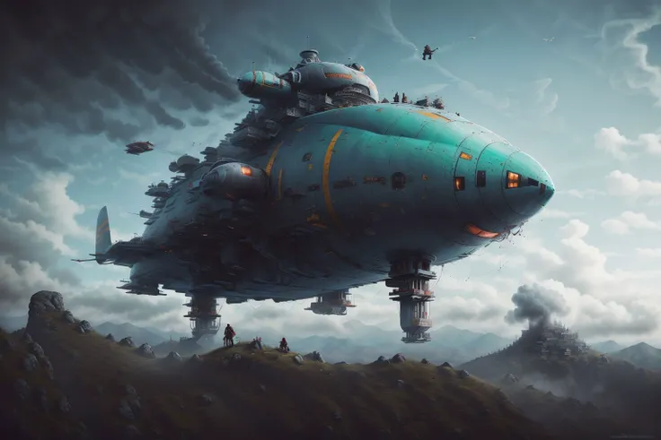 best quality,masterpiec,Megalophobia,neowrsk,giant phobia,Giant [aircraft|shark],cloud,sky,in sky,aircraft,A man looks up on the ground,low angle,Symmetrical composition,<lora:neowrsk_20230617030432:0.8>
