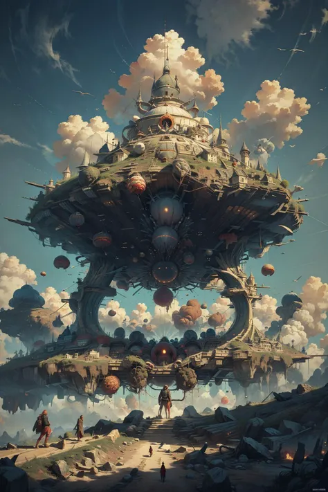 best quality,masterpiece,Megalophobia,giant phobia,cloud,sky,in sky,low angle,Symmetrical composition,chaosmix, chaos, horror