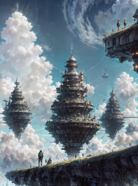 <lora:neowrsk_v2:0.6> neowrsk, laputa isle, floating in the sky, dutch angle, <lora:add_detail:1> <lora:spaceship_:0.9> spaceship,