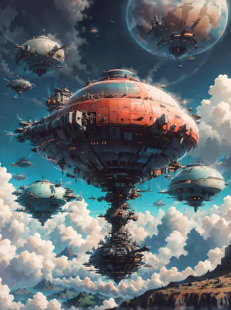 <lora:neowrsk_v2:1> neowrsk, laputa isle, floating in the sky,
