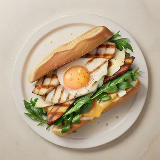 photo of a full aesthetic sandwish framing, RAW photo, 8k uhd, dslr, bounced lighting, high quality, with a (pov filter:1.3), above bounced light, on a Fujifilm X-T4,Fresh mozzarella cheese, eggs, Fresh basil leaves,Grilled chicken, in the style of Margaret Stepien <lora:Seductive_Snack_Anatomy:0.9><lora:FoodPorn_v2:0.5> foodporn, (Masterpiece:1.3) (best quality:1.2) (high quality:1.1)