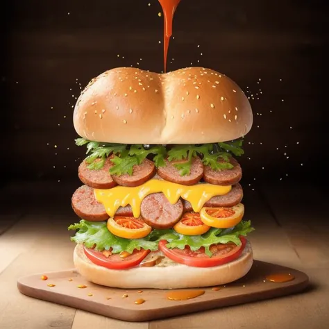 RAW photo, aesthetic, 8k uhd, dslr, bounced lighting, high quality, film grain, Pentax 645Z, sandwish, hot dog,a seasoned sausage in a soft bun, dressed with a medley of condiments and toppings <lora:Seductive_Snack_Anatomy:1>k