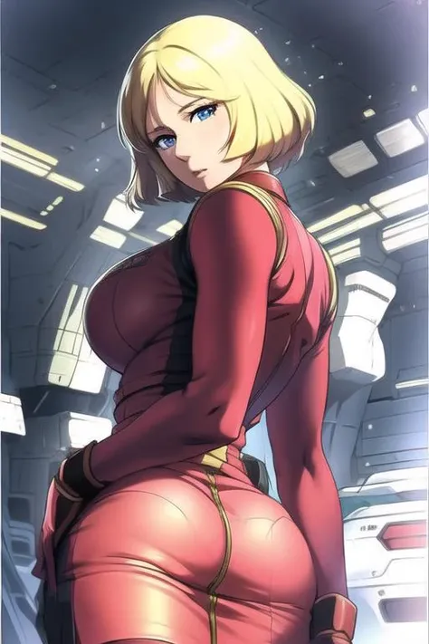 <lora:sayla_mass_lora:0.8>, 1girl, sayla mass, elegant, masterpiece, intricate, realistic, best quality, absurdres, high face detail, perfect eyes, mature female, cowboy shot, illustration, vibrant colors, looking back, ((huge ass))
