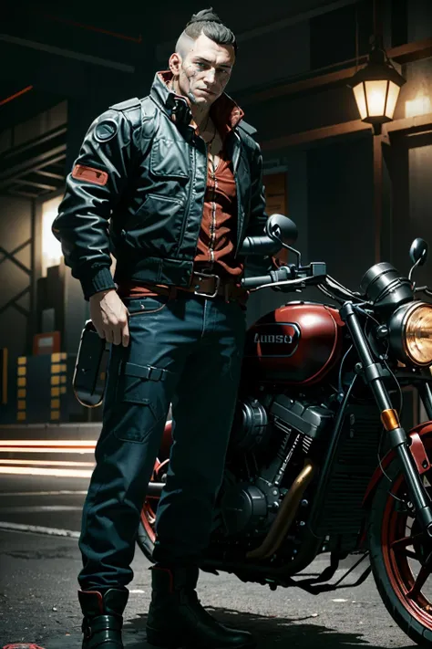 (masterpiece:1.2), (best quality:1.2), (high resolution:1.2)
<lora:epi_noiseoffset2:1>, <lora:CyberJackie:0.8>
CyberJackie, 1boy, blue eyes, muscular, Posing by a classic motorcycle, clad in rugged biker attire, with an adventurous spirit