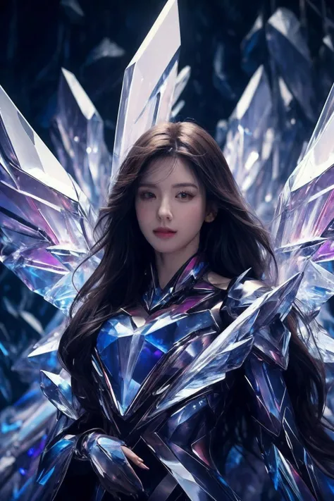 (by artist tim berton:1.5),1girls,solo,long hair,upper_body,crystal mecha,unity 8k wallpaper,ultra detailed,beautiful and aesthetic,beautiful,masterpiece,best quality,<lora:crystal_20231127214245-000011:0.7:lbw=1,1,0,0,0,1,1,1,1,1,1,1,1,1,1,1,1>,crystal wings,