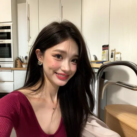 (K-pop:0.5), frush, Masterpiece, best quality, hi res, 8k, hi res, 8k,  award winning , (sharp focus, intricate, highly detailed),painting of a smiling woman in a kitchen, , details, magnificent, awe-inspiring, [(details:1.2): [ (many small details:1.3) : [ (many ultrasmall details: 1.2):(very detailed ultrasmall edges and microrelief:1.5):0.7 ]: 0.4 ] :0.2], Korean_MakeUp, pureerosface_v1, <lora:Korean_MakeUp:1>,   <lora:add_detail:0.8>,