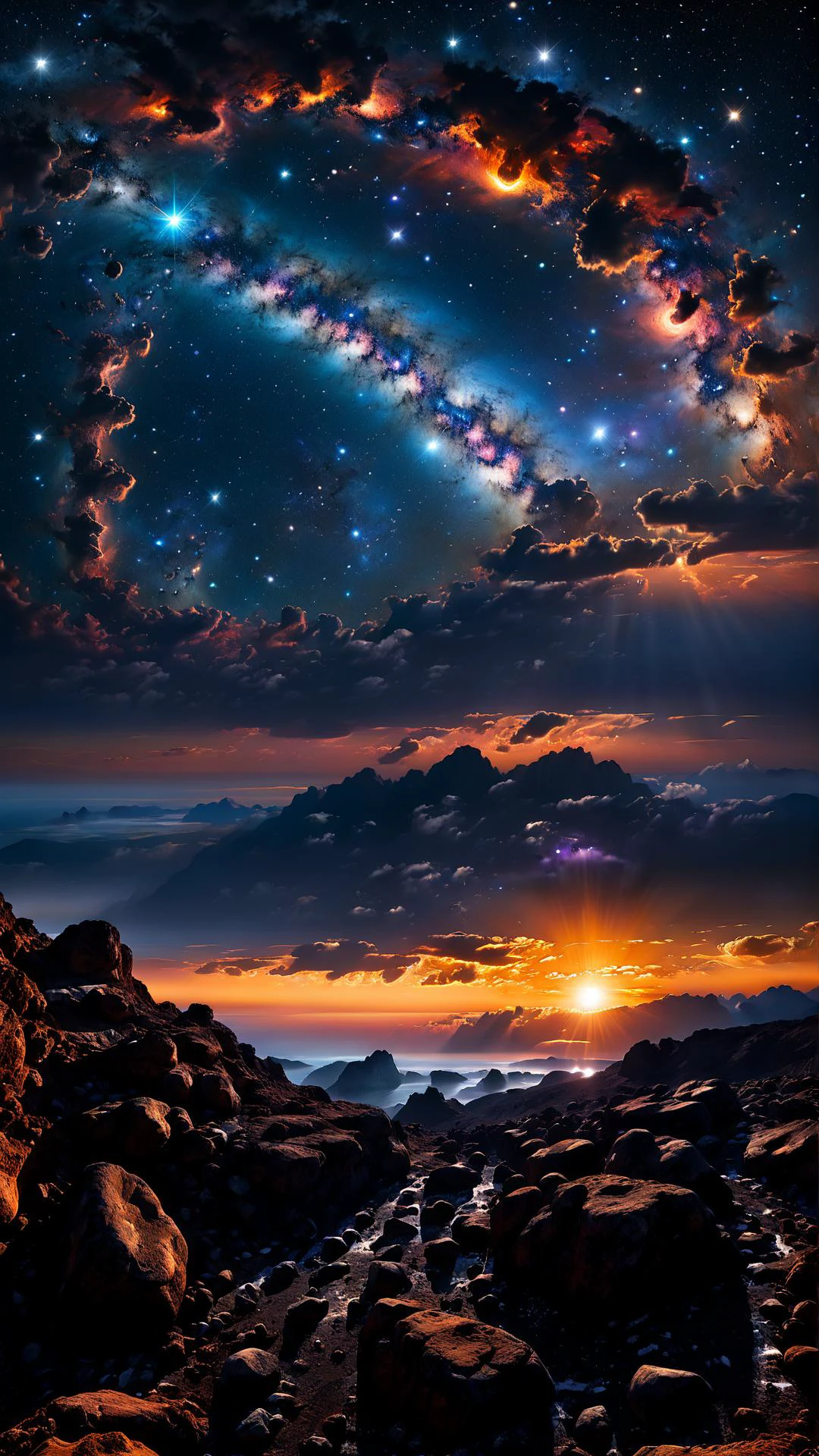 absurdly beautiful and award winning colorful photography of (event horizon black hole:1.10) over (epic hot planet nightscape:1.5) and surrounded by (extremely magestic space scape:1.10), (pleyades stars:1.10), (Perfect planet:1.20), deep space background, deep depth of field, ultra high detail, ultra HD, Panavision Millennium DXL2 8k, true 4K, high quality photography, concept art, james webb telescope, volumetric light, 4k, Canon EOS R3, smooth, sharp focus, high resolution, award winning photo, <lora:xl_more_art-full_v1:0.9>, <lora:XLadd-detail-xl:0.9>