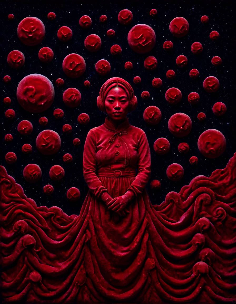 abstract art,(style of Yuko Shimizu:1.3),red theme,dark sky,dark stars <lora:ral-rdvlv:1> ral-rdvlv