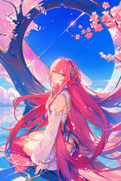 1girl, (by Yanjun Cheng:1.2) and (Armand Guillaumin:0.7) , dramatic On pale cherry blossom pink paper, insane details, long shot of a Sci-fi Dried Hipster ([The Sistine Chapel:Scissors:3]:1.3) , it is in a Fantasy setting, it is covered in Runes, Flower Bulb background, desolate forest and lake, Bathed in shadows, horizon-centered, Lustful, Animecore, Beautifully Lit, Circular polarizer, Primary Colors, Movie concept art, ethereal magical atmosphere, pixiv, arthouse