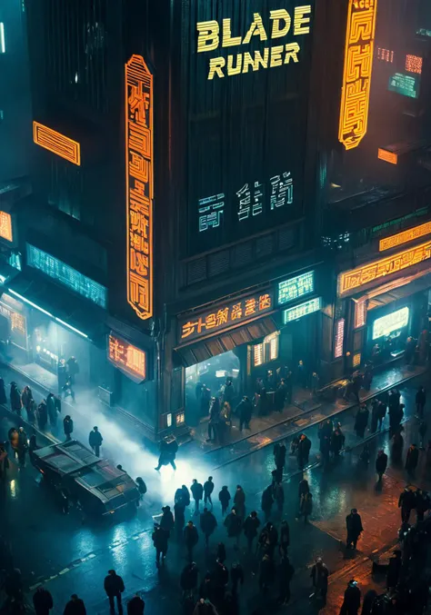 a photo of a group of people in Blade Runner, <lora:wisosdxl:0.8>, wisosdxl, best quality, masterpiece, isometric scene