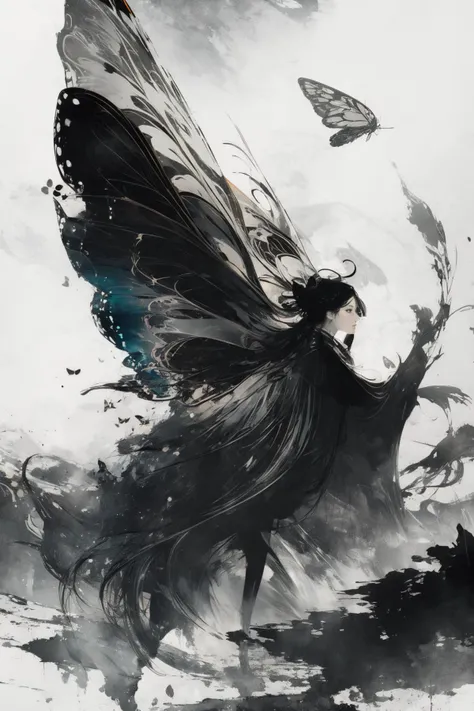 (masterpiece, top quality, best quality, official art, beautiful and aesthetic:1.2),cover art,awardwinning Painting,rainbow swirl,full body shot of a Visionary Collectable ([erfly|Linden]:1.3) of Instinct,stylized,Cac n background,Song Dynasty woods,at Dusk,horizon-centered,ultrafine detailed,Proud,Art and Language,rim light,F/8,Monochrome,surreal design,dreamy magical atmosphere,trending on artstation,absurdres,[ (art by Alfred Stevens:0.9) : (art by Stanley Kubrick:0.7) : (art by Maggi Hambling:0.7) : (art by Karl Kopinski:0.7) :14],
xuer Vector illustration,<lora:ä¸­å½æ°´å¢¨é£_v1.0:1.3>