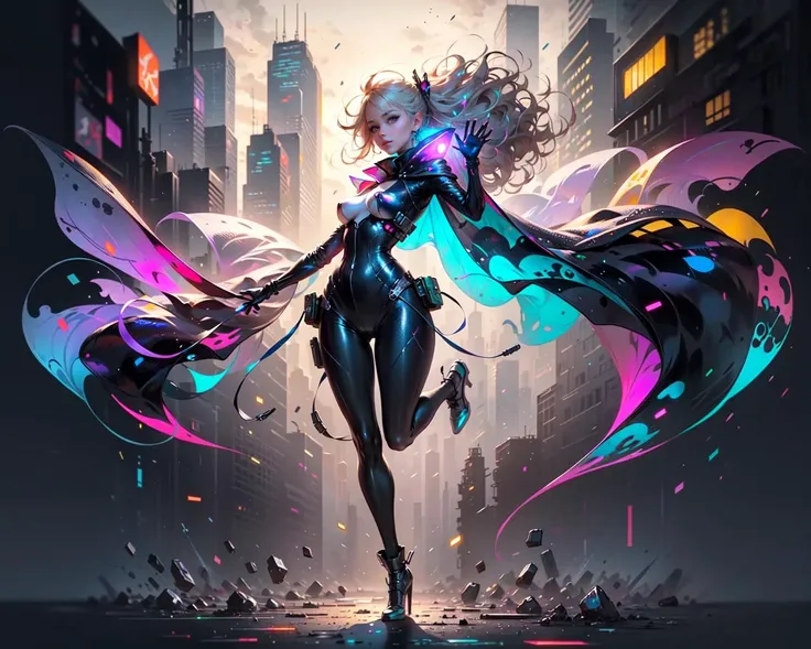 (full body:1.5),(1girl:1.3),(view the viewer:1.4),(anatomy correct:1.45),(Wear printed fantasy Hulk tight and point-toe heels ,and very thick printed pantyhose :1.35), (Light particle effect:1.3),(In pink | amarelo | blue colors| green color |red colour | white colors| black in color| purpleish color| greys| Beige| Flesh color 1.4),(Glowing eyes:1.3),(Large amplitude action: 1.3),(Accurate and perfect face:1.4),hyper HD, Ray traching, reflective light,structurally correct, Award-Awarded, high detal, lightand shade contrast, Face lighting,cinmatic lighting, tmasterpiece, super detailing, high high quality, high detal, best qualityer, 16k,High contrast,
