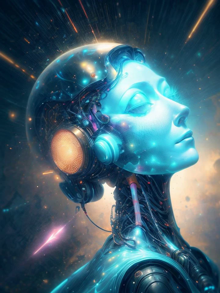 AI dreams, what does artificial intelligence dream of, <lora:more_details:1>, OverallDetail, <lora:color background:0.6>, <lora:improve_backgrounds:0.45>, <lora:laser0626:0.2>, laser, <lora:starlight:0.7>, starlight, <lora:translucent_skin:0.2> translucent skin, <lora:holov7:0.2> (holographic:0.5), <lora:NodesTech:0.2> (NodesTech:0.5), <lora:Dreamwave v2L:0.2> Dreamwave, <lora:Neon_Dreams:0.4> Neon Dreams, <lora:lightningvfxv1:0.8>, <lora:PlasmaTech:0.2> plasmatech