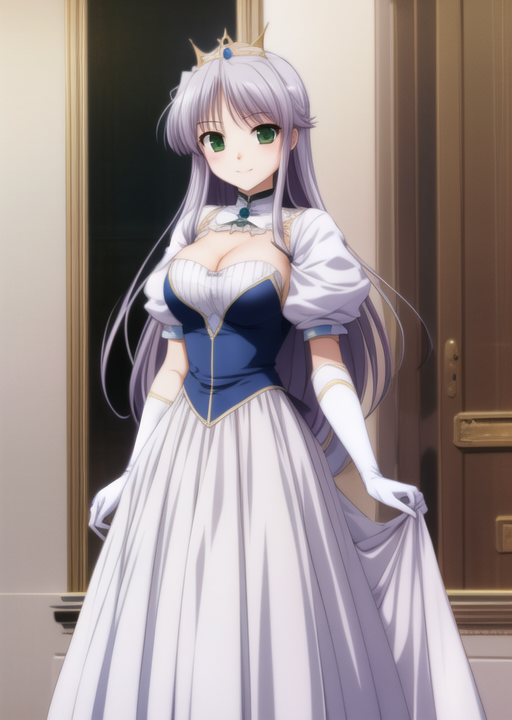 A woman in a white dress with long hair and a tiable - SeaArt AI