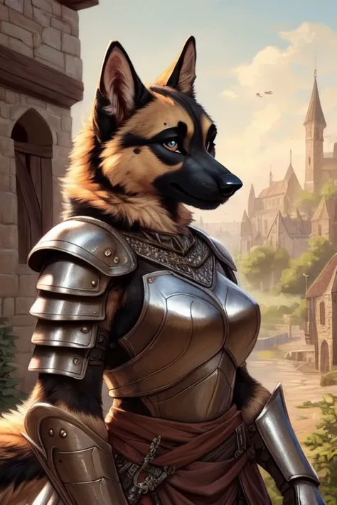 (German Shepherd:1.2), (fluffy:1.2), (anthro:1.2), (furry:1.2), female, (armor:1.2), (medieval armor:1.2), (tail:1.2), (detailed eyes:1.3), (pupils:1.2), (detailed face:1.4), (detailed photo:1.4), (detailed fur:1.2), (clear face:1.2), (high quality:1.4), (beautiful artwork:1.4), (sharp:1.1), (e621 post), (posted on e621), (focused photo:1.1), (high resolution:1.4), (fantasy scene), (Traditional Media:1.2), (Amazing Artwork:1.1), (intricate details:1.2), (detailed portrait:1.2), (closeup:1.0)