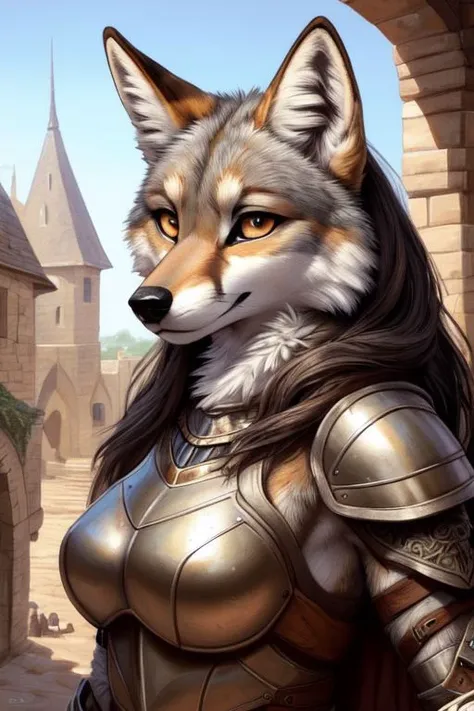 (coyote:1.4), (fluffy:1.2), (anthro:1.2), (furry:1.2), female, (armor:1.2), (medieval armor:1.2), (tail:1.2), (detailed eyes:1.3), (pupils:1.2), (detailed face:1.4), (detailed photo:1.4), (detailed fur:1.2), (clear face:1.2), (high quality:1.4), (beautiful artwork:1.4), (sharp:1.1), (e621 post), (posted on e621), (focused photo:1.1), (high resolution:1.4), (fantasy scene), (Traditional Media:1.2), (Amazing Artwork:1.1), (intricate details:1.2), (detailed portrait:1.2), (closeup:1.0)