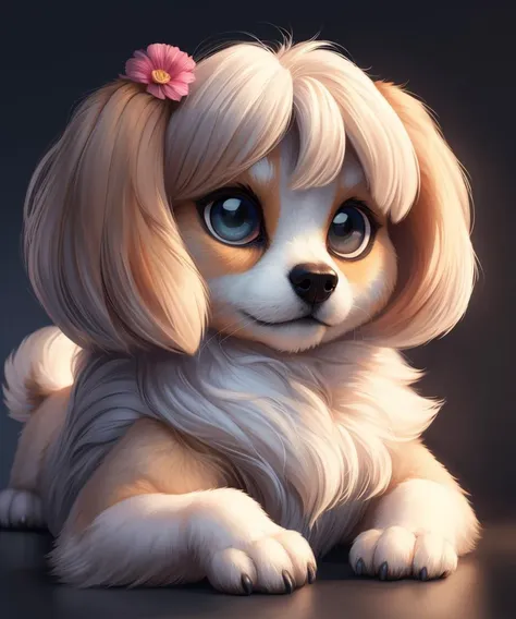 (masterpiece), (best quality), (vibrant light colors), Super Detail, illustration, Maltese Shih Tzu,