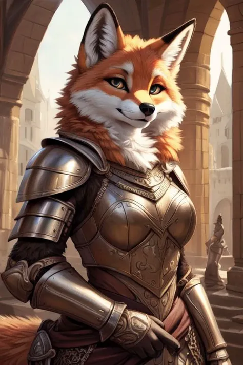 (fox:1.2), (fluffy:1.2), (anthro:1.2), (furry:1.2), female, (armor:1.2), (medieval armor:1.2), (tail:1.2), (detailed eyes:1.3), (pupils:1.2), (detailed face:1.4), (detailed photo:1.4), (detailed fur:1.2), (clear face:1.2), (high quality:1.4), (beautiful artwork:1.4), (sharp:1.1), (e621 post), (posted on e621), (focused photo:1.1), (high resolution:1.4), (fantasy scene), (Traditional Media:1.2), (Amazing Artwork:1.1), (intricate details:1.2), (detailed portrait:1.2), (closeup:1.0)