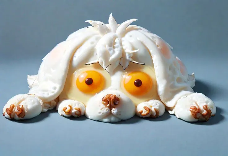 Egg fried eyes and nose Bichon Maltese