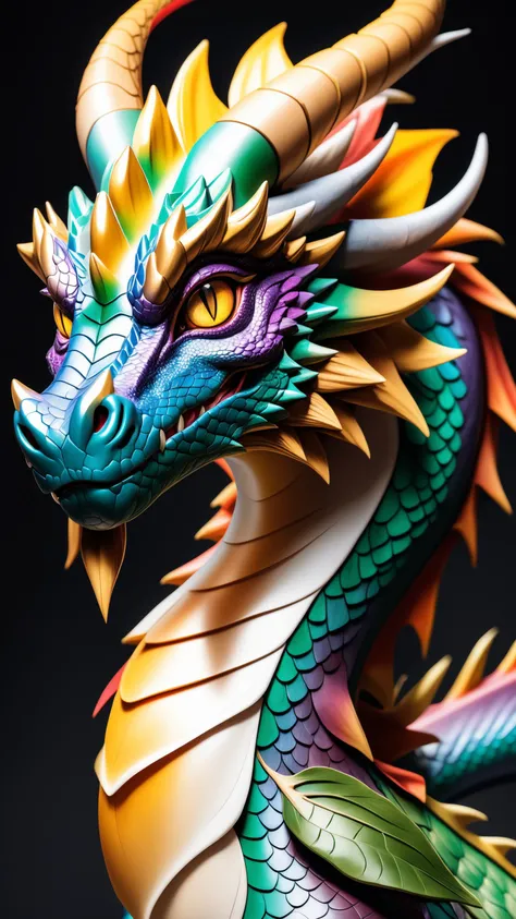 (masterpiece, top quality, best quality, official art, beautiful and aesthetic:1.2), (photorealistic, ultra realistic 8k CG), raw photo, photo:1.5, realistic:1.5, photorealistic:1.5, ultra highres, 8k, texture skin, realistic skin, detailed skin, highest detailed, extreme detailed, 8k wallpaper, colorful, From the central south temperate zone, is the dragon. 141cm tall. The face was shaped like a goose egg, with innocent wild-leaf eyes beneath a swordface and russet irises. Super short curly hair with creamy yellow gradation of flaxen, (focus on), color Ink wash paintingrainbow furry dragon