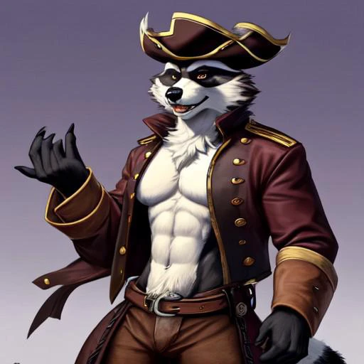 Sexy Male anthro raccoon dressed as a pirate